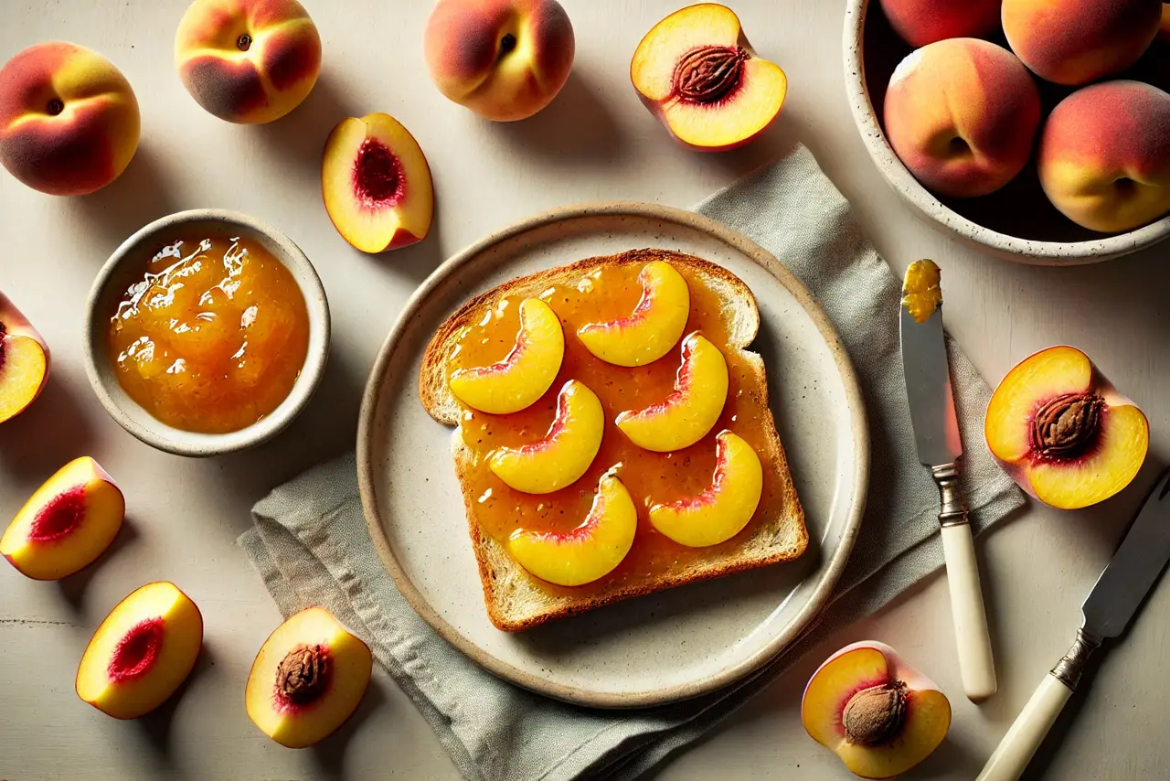 Deliciosa mermelada de melocotón, una opción natural en tarro de 275 g.